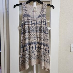 Vocal Aztec Boho Sweater Tank XL Embellished Sharkbite Western